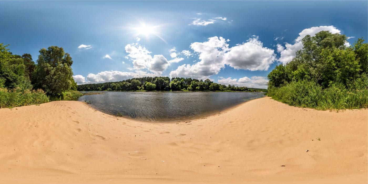 view of a beautiful beach through a vr massage experience