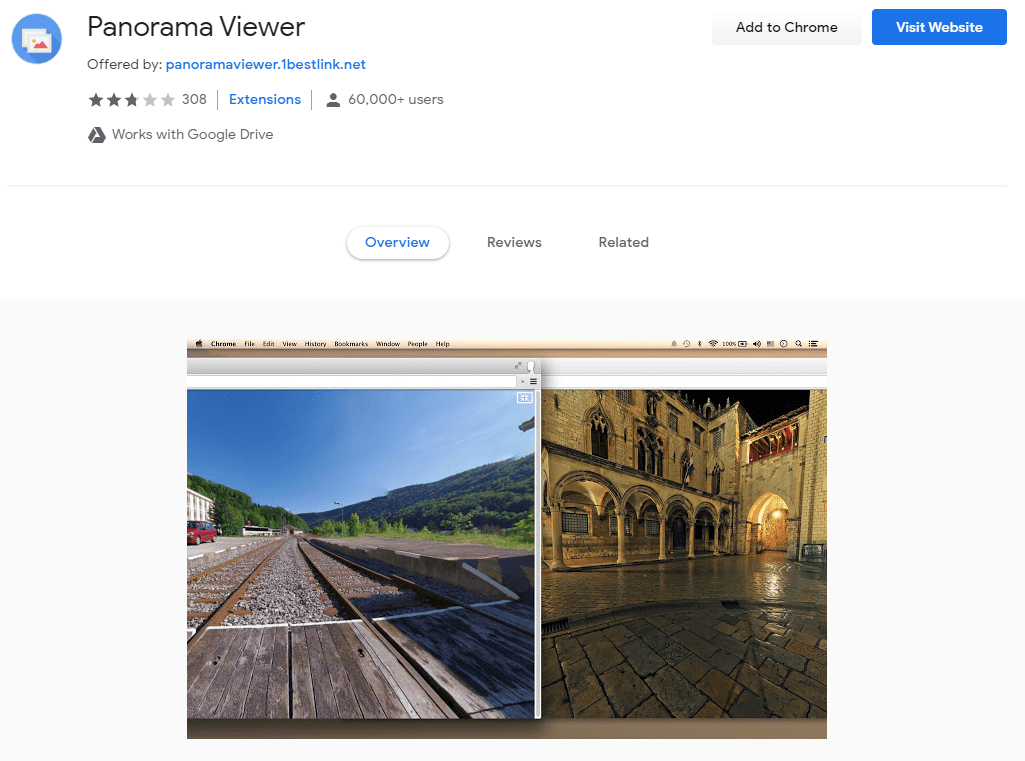 Extension of Panorama Viewer from Google Chrome 